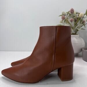 L'agence Jeanne II Leather Pointed Toe Bootie Luggage Brown Women's 7.5/EU 37.5